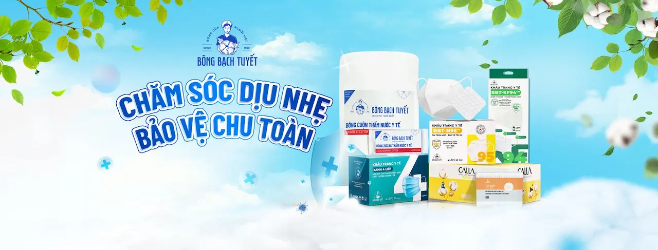 Bông Bạch Tuyết Ra Đời Từ Năm 1960, Là Nhà Sản Xuất Đầu Tiên Tại Việt Nam Sử Dụng Công Nghệ Spunlace, Xử Lý Xơ Thừa Trên Bề Mặt, Giúp Bông Mịn Sạch.