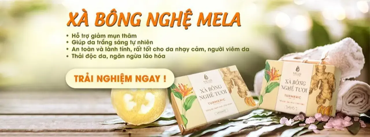 Xà Bông Nghệ Mela 1 Sản Phẩm Làm Từ Thiên Nhiên Với: Nghệ Tươi, Cam Thảo, Gạo Lứt, Hạt Chia; Giúp Da Trắng Sáng, Mờ Thâm, Giảm Mụn Và Viêm Nang Lông.