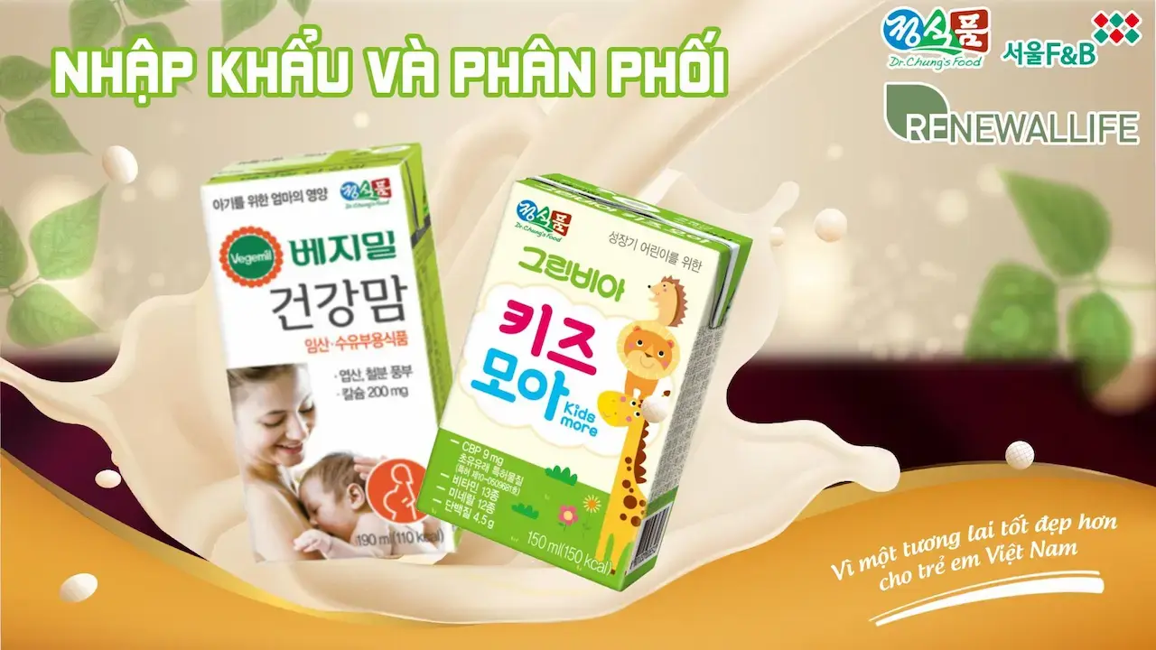 Vegemil 1 Sữa hạt Hàn Quốc cho Mẹ và Bé Chuyên phân phối các sản phẩm từ Dr. Chung’s Food – công ty sữa hạt chiếm thị phần số 1 tại Hàn Quốc